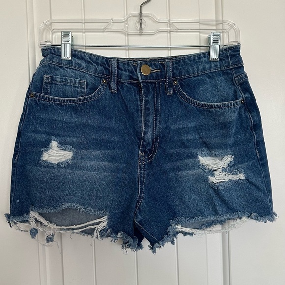 Fashion Nova Pants - Women’s Blue Distressed Jean Shorts
